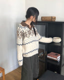 Neuel Nordic color matching collar loose fit long sleeve knit