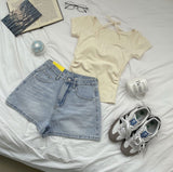Slim Fit Cup Halter Strap Fake Layered Shirring Short Sleeve T-shirt