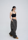 Uni Shirring Wide Cargo Pants