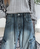 Dianne Curved Cargo Denim Pants
