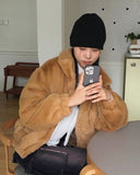 Chopin Collar Fur Cropped Zip-Up Jumper