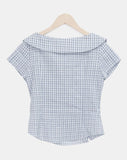 Yonning Check Short Sleeve Blouse