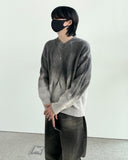 Gray Wet V-neck Knit