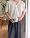 Soved Linen V-neck Short Sleeve Cardigan