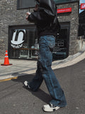 Dusty damage wide denim pants