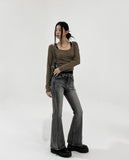 Pale brush bootcut denim pants
