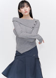 Oblique line button knit