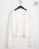 Off Shoulder Loose Fit Deep U Neck L/S T