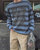 Way Stripe Ribbed Knit Long Sleeve T-shirt