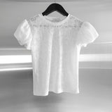Hazel See-Through Lace Volume Puff Tee