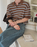 Bern Striped Collared Short Sleeve Knit