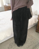 Henny Dot Velvet Frill Skirt Pants