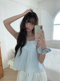 [Scrunchie set] Forming Button Flare Sleeveless Blouse