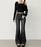 Cooling Low Rise Back Pocket Span Bootcut Denim Pants