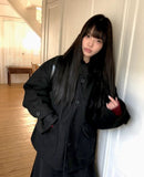 Bhin Big Pocket High Neck Adjust Wool Hood Half Coat