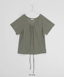 Soha U-neck Stripe Strap Short Sleeve Tee