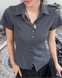 Soft Collar Button T-Shirt