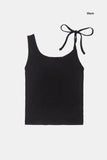 Unbalanced shoulder linen sleeveless top