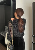Seldin Velvet See-Through Dot Blouse