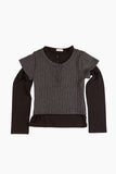 Layered ribbed half sleeve top