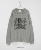 [unisex] Homgo Punching Over Hood Knit Zip-up