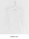 Onepie U-neck/V-neck Side Shirring Three Quarter Sleeve Tee