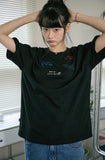 Draw Stitch Embroidered Short Sleeve Tee