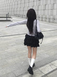 Dosi Ribbon Lace Slim Cardigan T-Shirt
