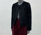 [Muffler set] Cien mohair no-collar short jacket