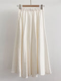 Meshian banding flare long skirt