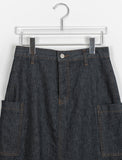 Shingaf Stitch Dark Blue Denim Long Skirt