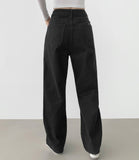 Buckle brushed straight wide fit cotton pants