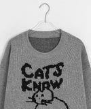Diganne Cat Printing Over Knit