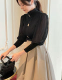 Mello Pintuck Flare Long Skirt