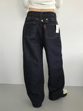 NON-FADE BACK BUTTON WIDE JEANS