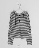 Sayu Stripe Button Hood Long Sleeves
