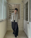 Diruin Tweed Damage Crop Shirt Jacket