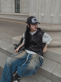 Poten Big Pocket Oil Washing Cargo Denim Pants