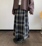 Royzel Ribbon Banding Check Long Skirt