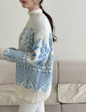 [Wool 10%] Special Round Snowflake Knit