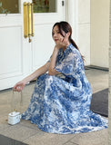 Aichoo Toile Chiffon Pattern String Long One Piece
