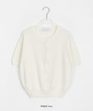 Latma Color Round Short Sleeve Crop Knit Cardigan
