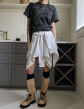 Foldy Unbalanced Shibori Strap Skirt