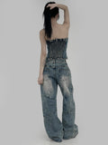 Ridi cut washed denim