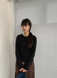 [BAONHAUS] Benir Round Ribbed Long Sleeve Tee