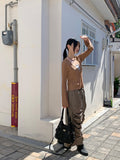 Latte Vintage Lace Strap Long Sleeve Cardigan