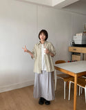 Hesid Summer Banding Nylon Long Skirt