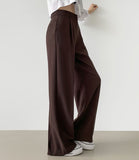 Hidden Banding Pin Tuck Long Wide Span Slacks Pants