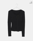 Chiri Wool V-neck Button Long Sleeve T-shirt
