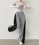 Two-Way Jogger Wide Side Folding Cut Two-Tone Training Pants